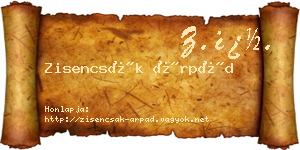Zisencsák Árpád névjegykártya